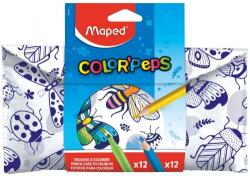 Maped Set coloriaj, Penar de personalizat + 12 Creioane colorate Strong + 12 Carioci Long Life, Maped 984729