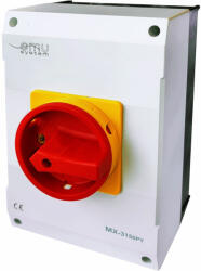 OMU system MX-3150PY 3 pólusú 150A IP65 tokozott tűzvédelmi főkapcsoló ki-be 400V lakatolható (MX-3150PY)
