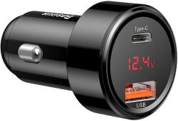 Baseus Magic USB + USB-C QC 4.0 PD 45W autós töltő, fekete (CCMLC20C-01)