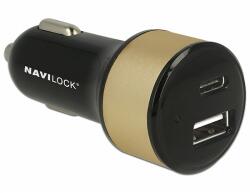 Navilock Autós töltő 1 x USB Type-C + 1 x USB A-típusú (63069)