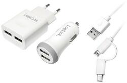 LogiLink USB Charger Set Car & AC, 2port, 2A / 2.1A (PA0137)