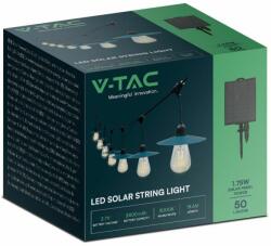 V-TAC napelemes LED fényfüzér 15 db ST64-es formájú égőkkel, 15 méter hosszú - SKU 23034 (23034)