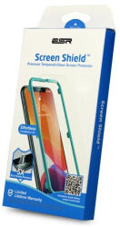Apple iPhone 14 Pro, Kijelzővédő fólia, ütésálló fólia (az íves részre is! ), Tempered Glass (edzett üveg), segéd kerettel, Full Cover, ESR Screen Shield, Clear, 1 db / csomag
