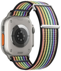 BSTRAP Velcro Nylon szíj Apple Watch 42/44/45mm, black rainbow (SAP016C18)