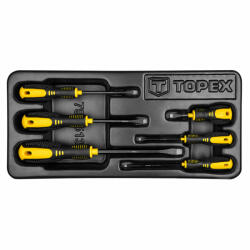 TOPEX csavarhúzó készlet lapos, műhelykocsitálcával (6db/készlet) (T79R513)