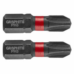 GRAPHITE torziós ütvecsavarozó bit PH3x25mm, (2db/csomag) (56H502)