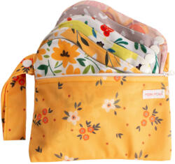 Monkey Mum® Absorbante textile cu capse - set 6 bucăți - Flori de primăvară (P01032)