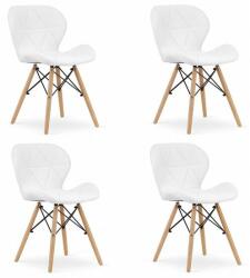 ARTOOL Set 4 scaune stil scandinav, Artool, Lago, piele ecologica, lemn, alb, 47x38x73 cm (3326_1S)