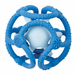  NATTOU Szilikon rágóka labda 2in1 BPA mentes 10 cm kék - babastar