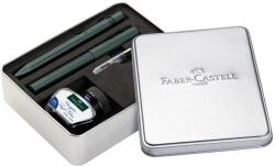 Faber-Castell Set cadou stilou + pix + cerneala + convertor grip, verde inchis, Faber-Castell FC201532