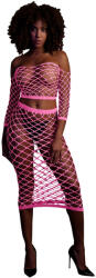 Ouch! Glow in the Dark Long Sleeve Crop Top and Long Skirt Neon Pink S/M/L