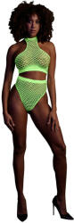 Ouch! Glow in the Dark Turtle Neck and High Waist Slip Neon Green XL-4XL
