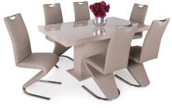 Magasfényű Flóra asztal Lord székkel - 6 személyes étkezőgarnitúra