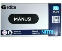 Manusi Nitril nepudrat albastre, XL, 100 bucati, Medica