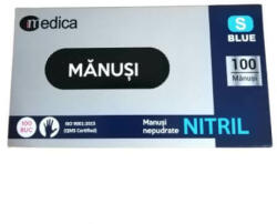Manusi Nitril nepudrat albastre, S, 100 bucati, Top Glove