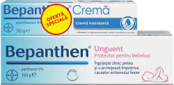 Unguent pentru iritatiile de scutec Bepanthen, 100 g + Crema Bepanthen cu panthenol 5%, 30 g, , Bayer