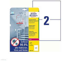 Avery Zweckform Etikett címke antimikrobiális L8012-10 210x148mm átlátszó 10 ív