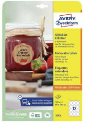 Avery Zweckform Etikett címe univerzális 5085 visszaszedhető virág formájú fehér 60mm 10ív Avery (5085)