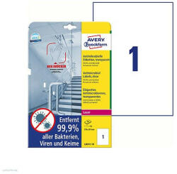 Avery Zweckform Etikett címke antimikrobiális L8011-10 210x297mm átlátszó 10 ív