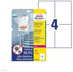 Avery Zweckform Etikett címke antimikrobiális L8003-10 105x148mm fehér 10 ív