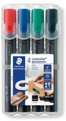 STAEDTLER Alkoholos marker készlet, 2-5 mm, vágott, STAEDTLER "Lumocolor® 350", 4 különbözõ szín (4 db) (TS350WP4)