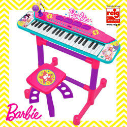 Reig Musicales Keyboard cu microfon si scaunel pentru copii - tematica Barbie