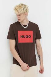 Hugo pamut póló barna, nyomott mintás - barna L