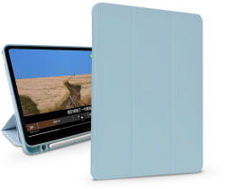 DEVIA Apple iPad 10.2 (2019/2020/2021) tablet tok (Smart Case) on/off funkcióval, Apple Pencil tartóval, mágneses töltővel - Devia Leather Case With Pencil Slot -kék