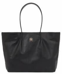 Tommy Hilfiger Geantă Crest Leather Tote AW0AW15230 Negru