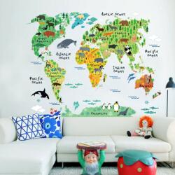 A. B. C Vidám Fal Falmatrica - Gyermek világtérkép - Falmatrica gyerekszobába