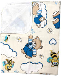 Deseda paturica dubla de vara ursi cu albine pe crem Lenjerii de pat bebelusi‎, patura bebelusi