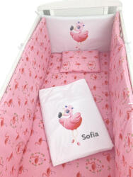 Deseda Lenjerie de patut bebelusi personalizata imprimata pat 140x70 cm flamingo Lenjerii de pat bebelusi‎, patura bebelusi