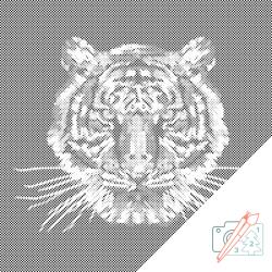  PontPöttyöző - Tigris fekete háttérrel Méret: 50x50cm, Keretezés: Fatáblával, Szín: Kék