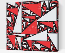 Festés számok szerint - Piros-fehér háromszögek Méret: 50x50cm, Keretezés: Fatáblával