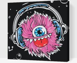  Festés számok szerint - Rózsaszín szörnyecske Méret: 50x50cm, Keretezés: Kartonlemezen