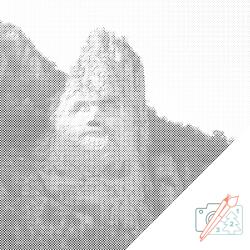  PontPöttyöző - Decebalus-szobor, Románia Méret: 50x50cm, Keretezés: Kartonlemezen, Szín: Kék