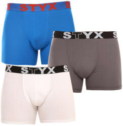 Styx 3PACK férfi boxeralsó Styx hosszú sportos gumipánt többszínű (3U10137) XXL