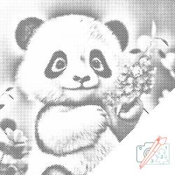 PontPöttyöző - Aranyos panda Méret: 50x50cm, Keretezés: Fatáblával, Szín: Piros
