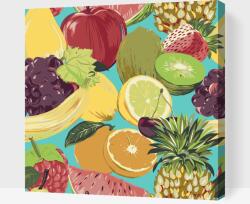  Festés számok szerint - Gyümölcskavalkád Méret: 50x50cm, Keretezés: Kartonlemezen