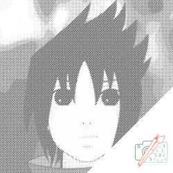 PontPöttyöző - Sasuke Uchiha Méret: 50x50cm, Keretezés: Kartonlemezen, Szín: Kék
