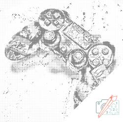 PontPöttyöző - Playstation kontroller Méret: 50x50cm, Keretezés: Kartonlemezen, Szín: Kék
