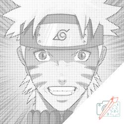 PontPöttyöző - Kakashi és Kurama Méret: 50x50cm, Keretezés: Kartonlemezen, Szín: Piros
