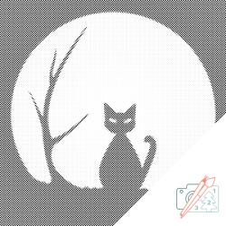 PontPöttyöző - Fekete macska 2 Méret: 50x50cm, Keretezés: Fatáblával, Szín: Kék
