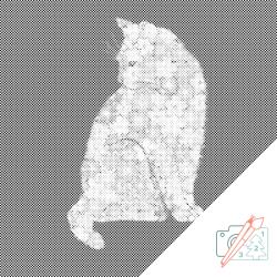  PontPöttyöző - Virágos cica Méret: 50x50cm, Keretezés: Kartonlemezen, Szín: Kék