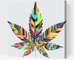 Festés számok szerint - Kannabisz Méret: 50x50cm, Keretezés: Fatáblával