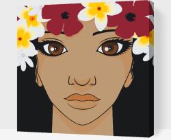 Festés számok szerint - Nő virágkoronával Méret: 50x50cm, Keretezés: Kartonlemezen