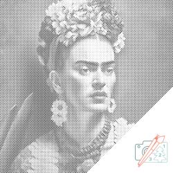 PontPöttyöző - Frida Kahlo Méret: 50x50cm, Keretezés: Fatáblával, Szín: Piros