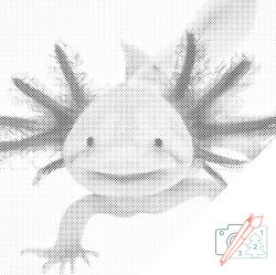 PontPöttyöző - Axolotl 3 Méret: 50x50cm, Keretezés: Fatáblával, Szín: Kék