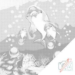  PontPöttyöző - Rajzolt delfinek Méret: 50x50cm, Keretezés: Kartonlemezen, Szín: Zöld