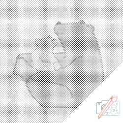  PontPöttyöző - Medveanya kis medvebocsával Méret: 50x50cm, Keretezés: Fatáblával, Szín: Zöld